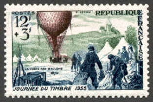 Journée du timbre 1955 : Poste par ballons
